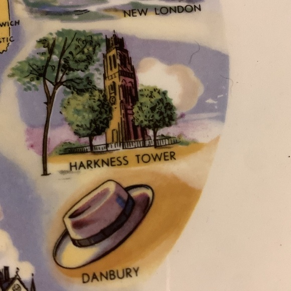 1960s Vintage Connecticut Tourist Souvenir Ceramic Collectible Plate Gold Edge - Picture 8 of 17